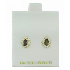 Created 1.22 Cts Alexandrite & White Sapphire Stud Earrings 14k Gold